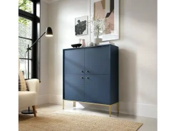 Aparador de 4 puertas con patas de metal dorado 104x125 cm