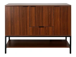 Aparador de 3 puertas de madera de nogal y metal, 110cm nogal