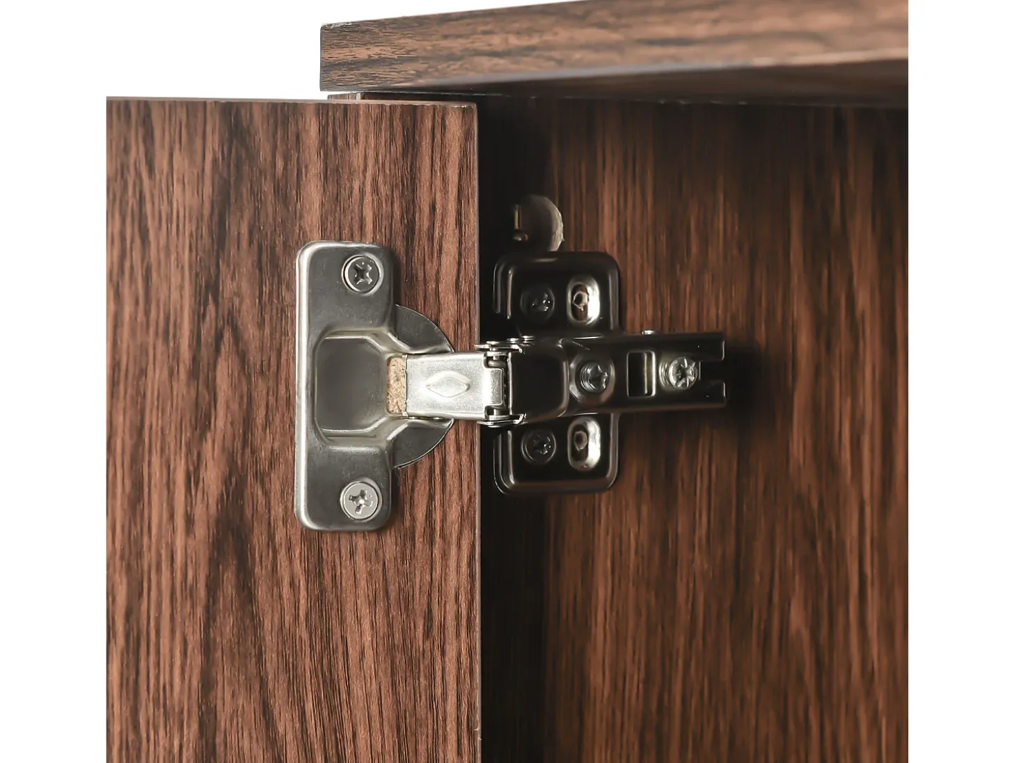 Aparador de 3 puertas, diseño elegante, puertas de madera y detalles dorados, MDF, natural y negro (120x38x76,5 cm)