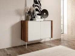Aparador de 2 puertas en laminado de nogal y cachemira 105x82 cm