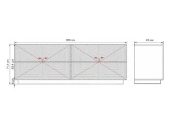 Aparador de 4 puertas en madera laminada 200x43 cm