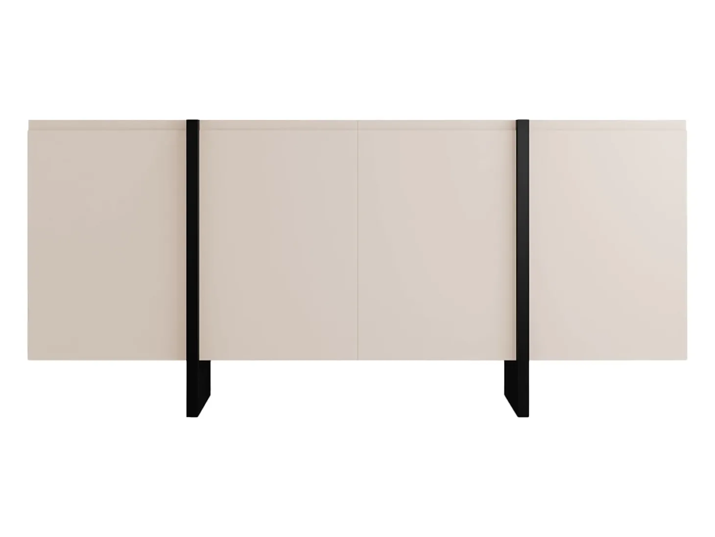 Aparador de 4 puertas en MDF - Beige y negro - LUVONIA