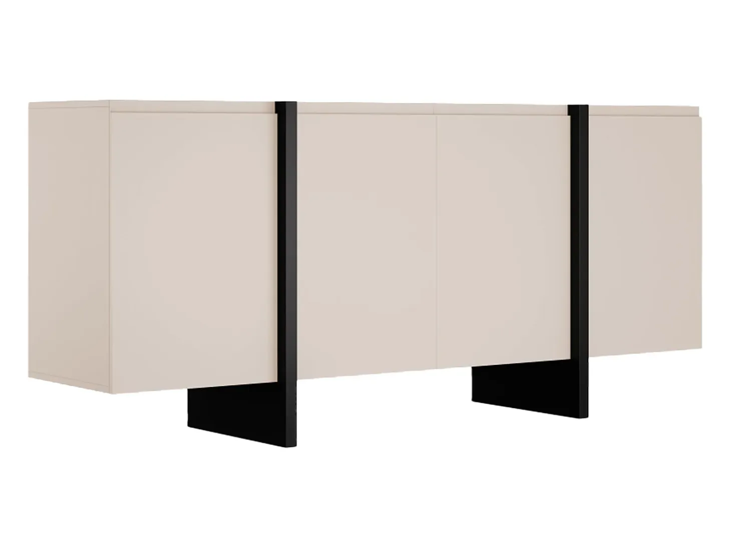 Aparador de 4 puertas en MDF - Beige y negro - LUVONIA