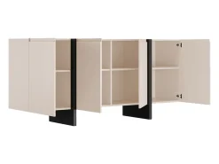 Aparador de 4 puertas en MDF - Beige y negro - LUVONIA