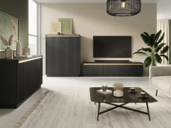 Aparador de 2 puertas en madera laminada negra 104x127 cm