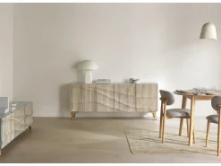 Aparador de 4 puertas patinado blanco de madera de mango