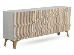 Aparador de 4 puertas patinado blanco de madera de mango