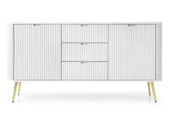 Aparador de 2 puertas y 3 cajones con patas de metal dorado, 168x87 cm