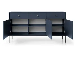 Aparador de 3 puertas y 3 cajones con patas de metal negro, 154x83 cm