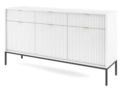 Aparador de 3 puertas y 3 cajones con patas de metal negro, 154x83 cm