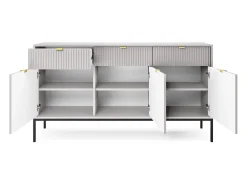 Aparador de 3 puertas y 3 cajones con patas de metal negro, 154x83 cm