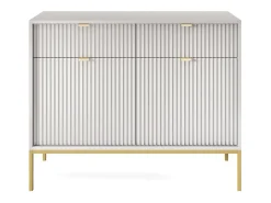 Aparador de 2 puertas y 2 cajones con patas de metal dorado, 104x83 cm