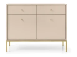 Aparador de 2 puertas y 2 cajones con patas de metal dorado, 104x83 cm