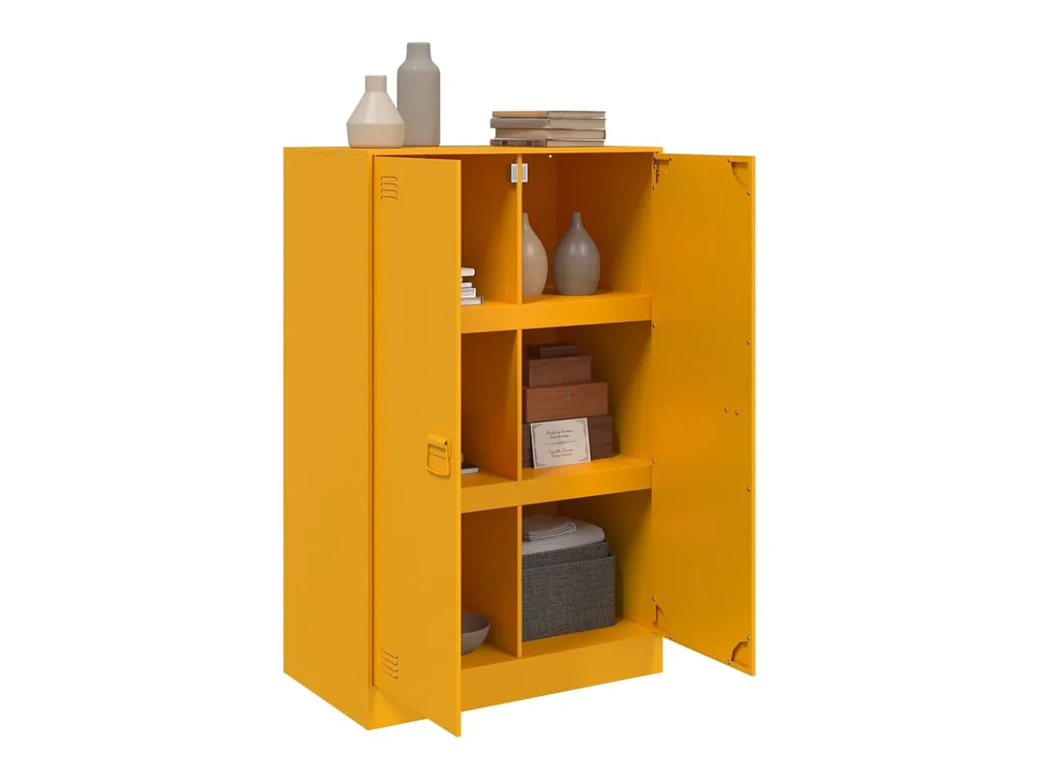 Aparador de acero amarillo mostaza 67x39x107 cm ES606651