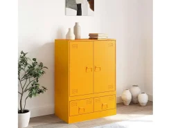 Aparador de acero amarillo mostaza 67x39x95 cm