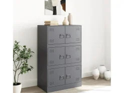 Aparador de acero antracita 67x39x107 cm ES665603
