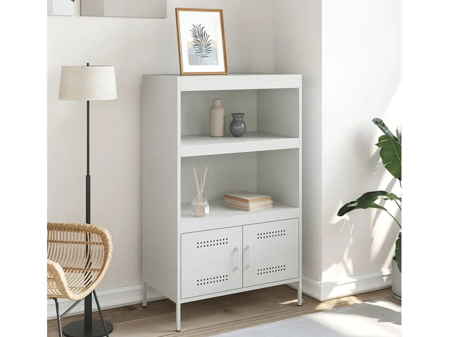 Aparador de acero blanco 68x39x113 cm