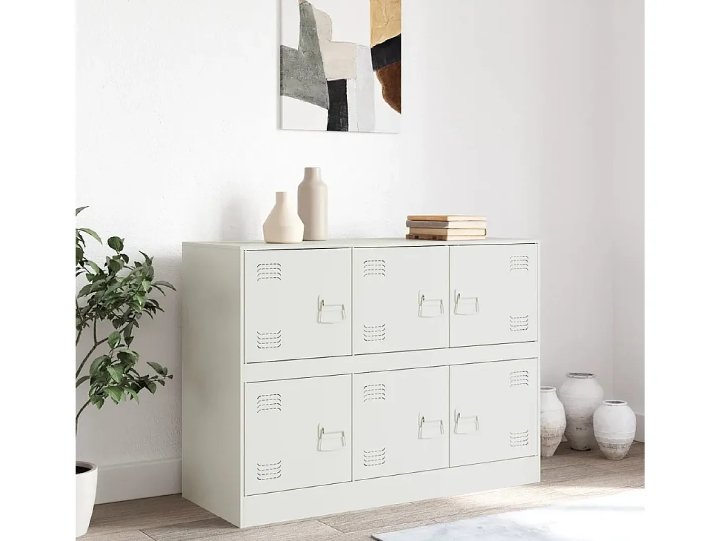 Aparador de acero blanco 99x39x73 cm