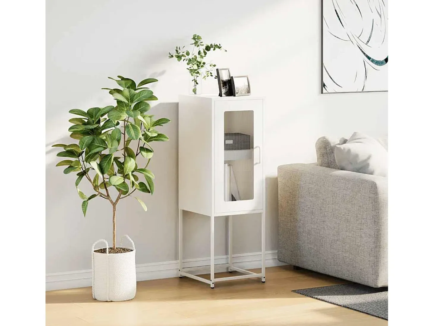Aparador de acero laminado en frío blanco 36x39x107 cm