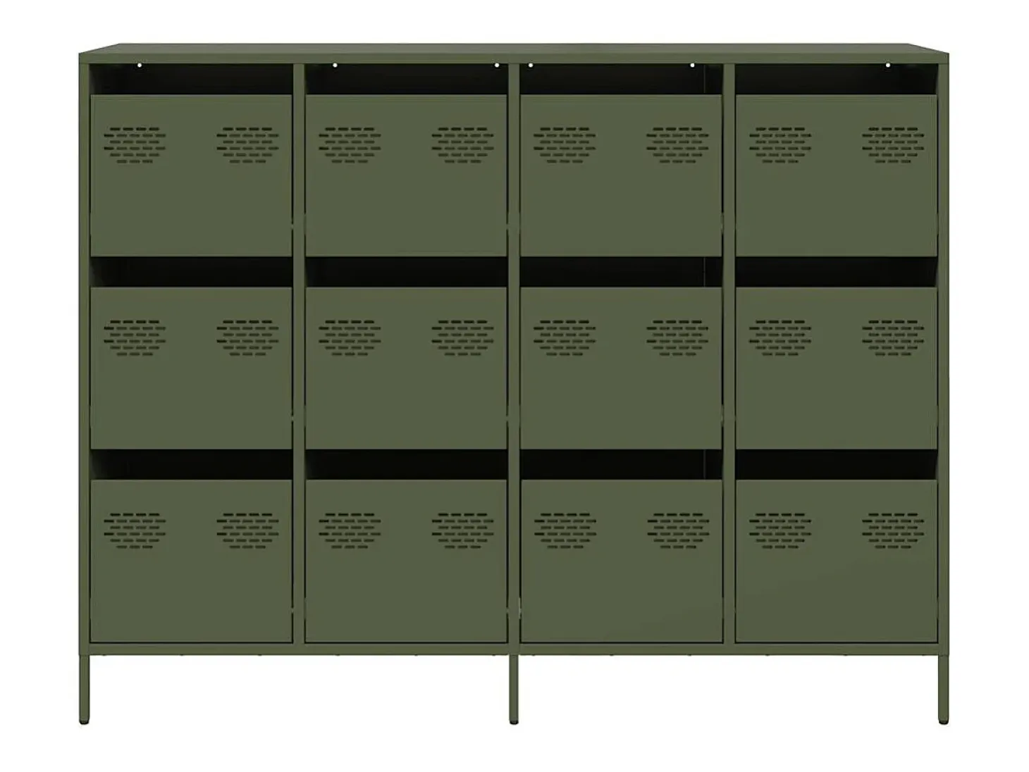 Aparador de acero laminado en frío verde oliva 135x39x103,5 cm