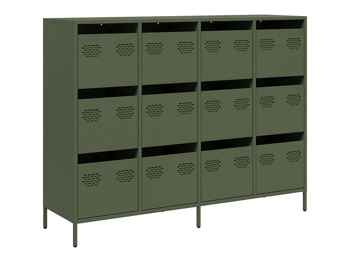 Aparador de acero laminado en frío verde oliva 135x39x103,5 cm