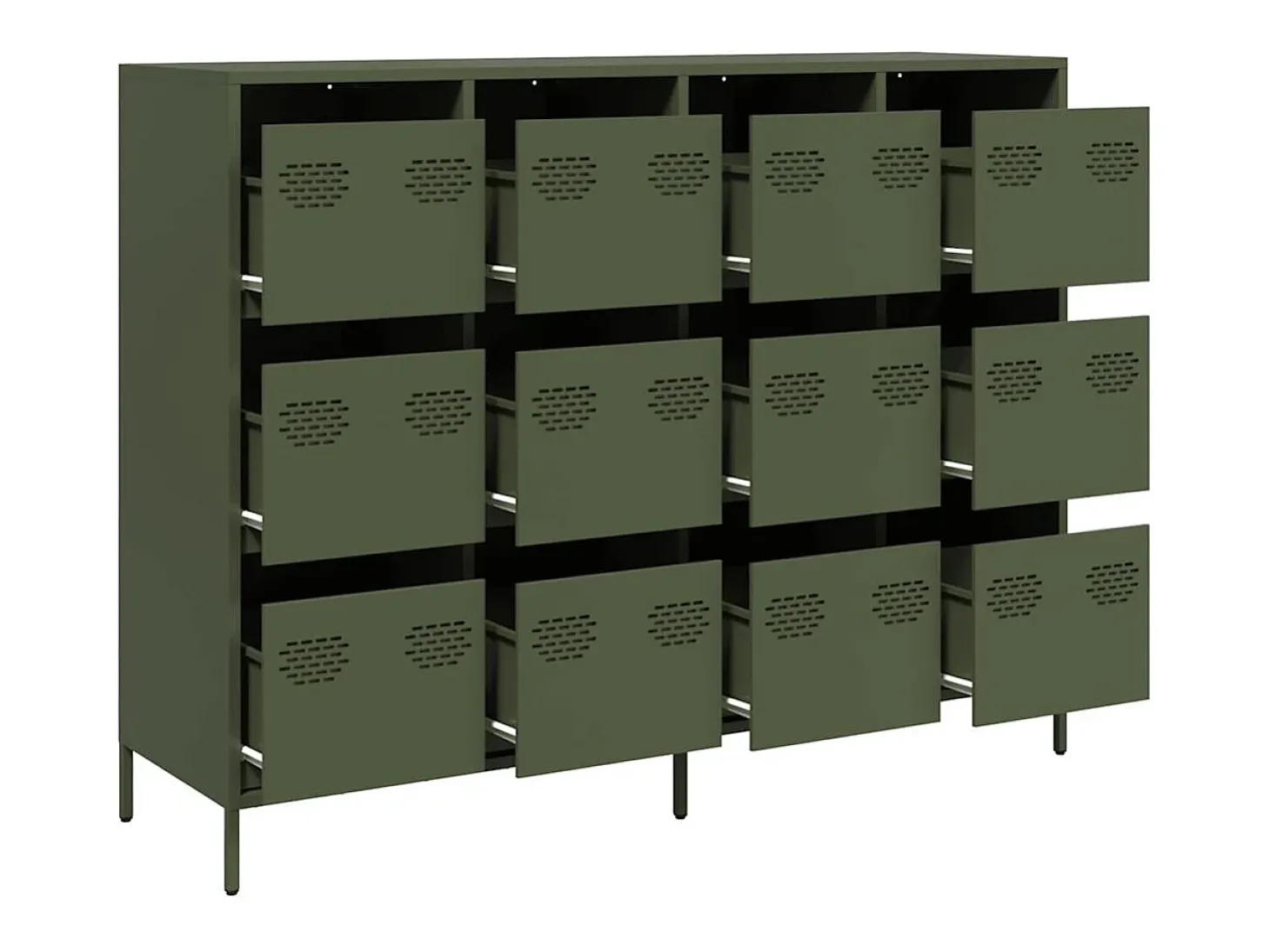 Aparador de acero laminado en frío verde oliva 135x39x103,5 cm
