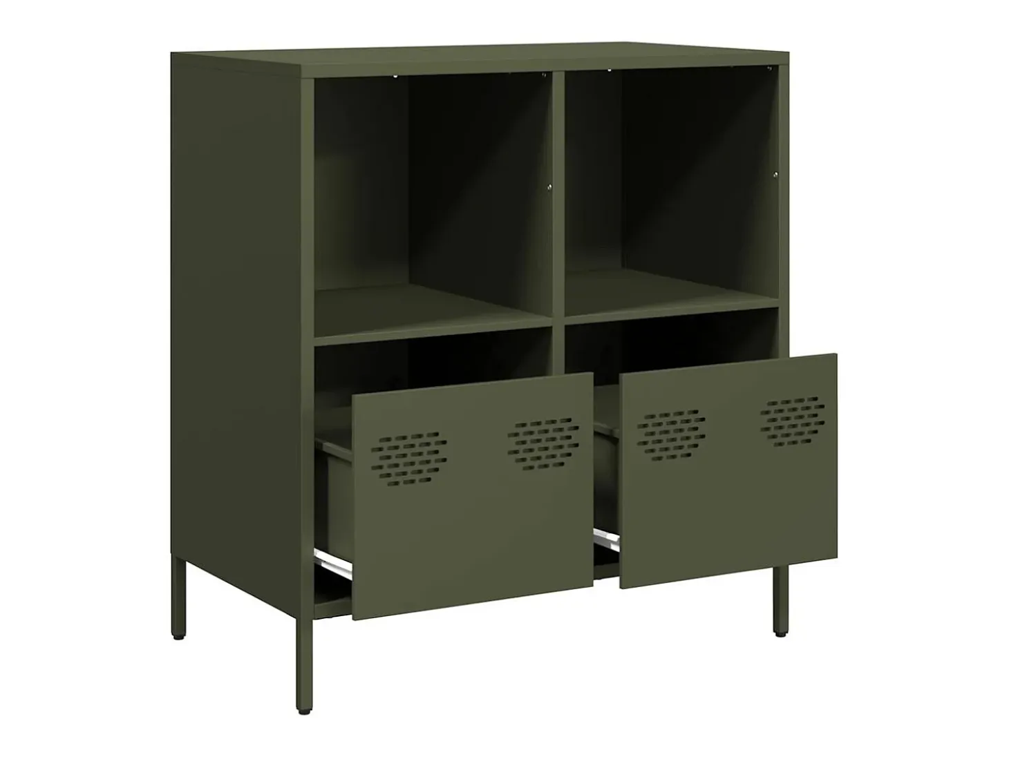Aparador de acero laminado en frío verde oliva 68x39x73,5 cm