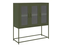 Aparador de acero laminado en frío verde oliva 100,5x39x107 cm
