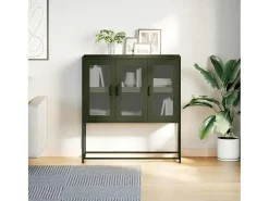 Aparador de acero laminado en frío verde oliva 100,5x39x107 cm