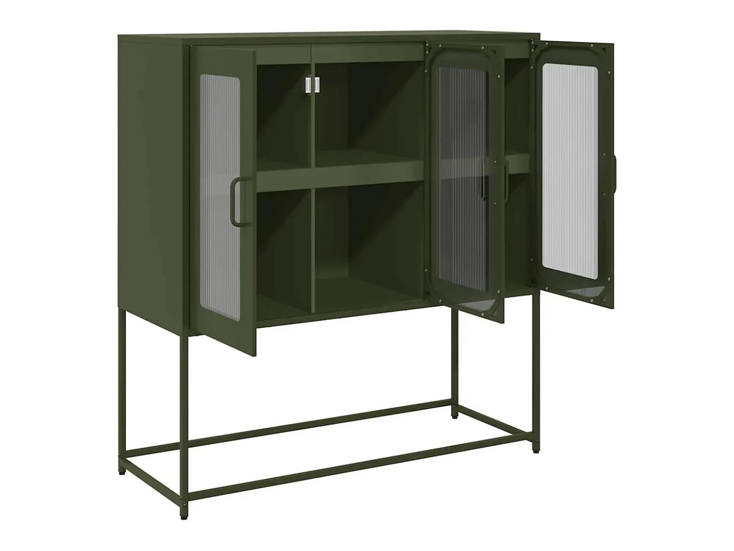 Aparador de acero laminado en frío verde oliva 100,5x39x107 cm