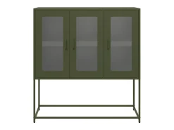 Aparador de acero laminado en frío verde oliva 100,5x39x107 cm