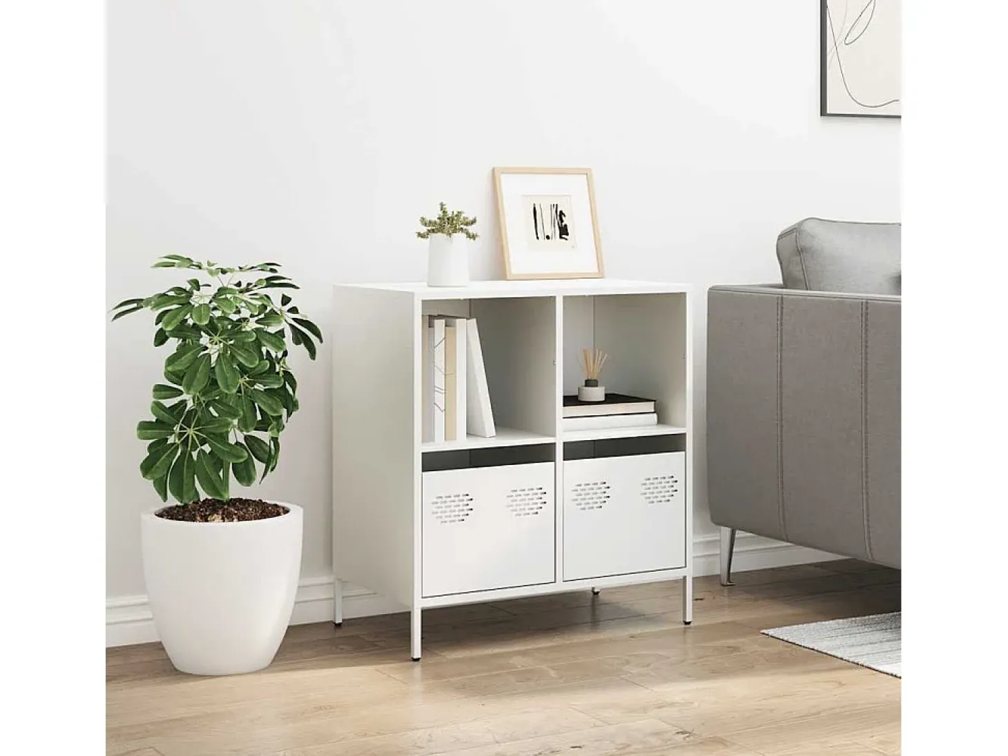 Aparador de acero laminado en frío blanco 68x39x73,5 cm