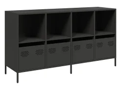 Aparador de acero laminado en frío negro 135x39x73,5 cm
