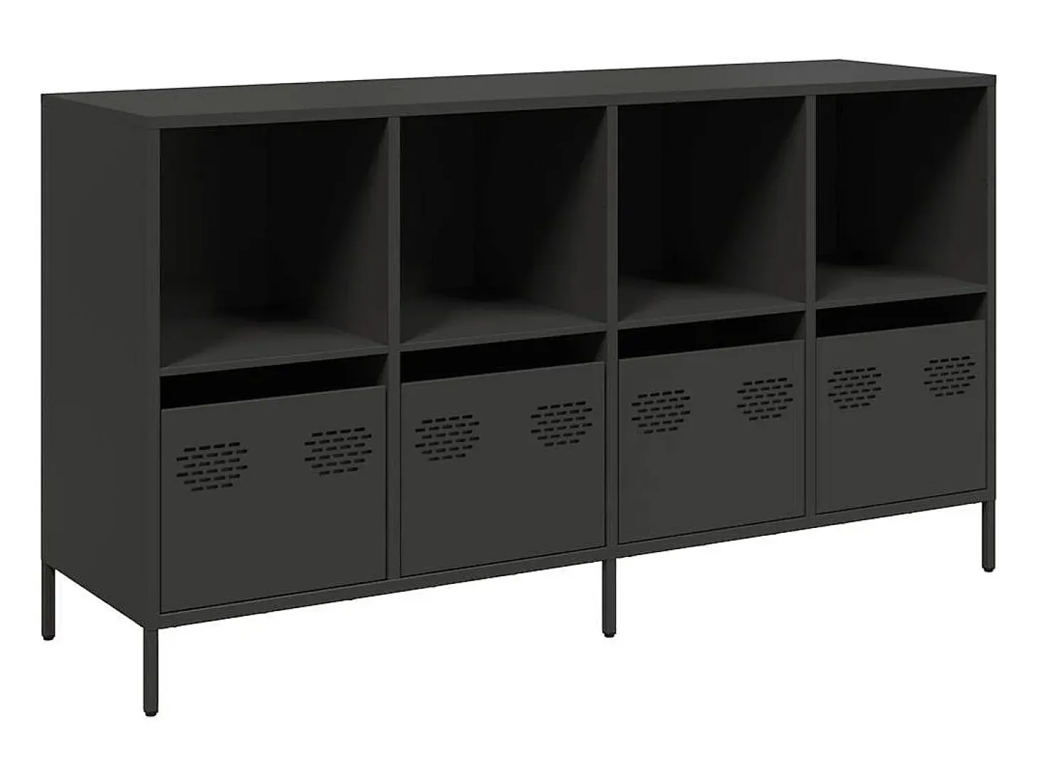 Aparador de acero laminado en frío negro 135x39x73,5 cm