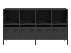 Aparador de acero laminado en frío negro 135x39x73,5 cm