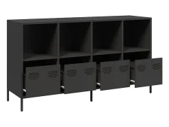 Aparador de acero laminado en frío negro 135x39x73,5 cm