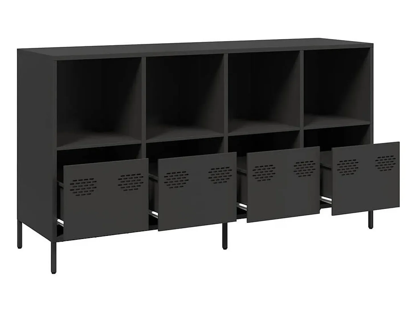 Aparador de acero laminado en frío negro 135x39x73,5 cm