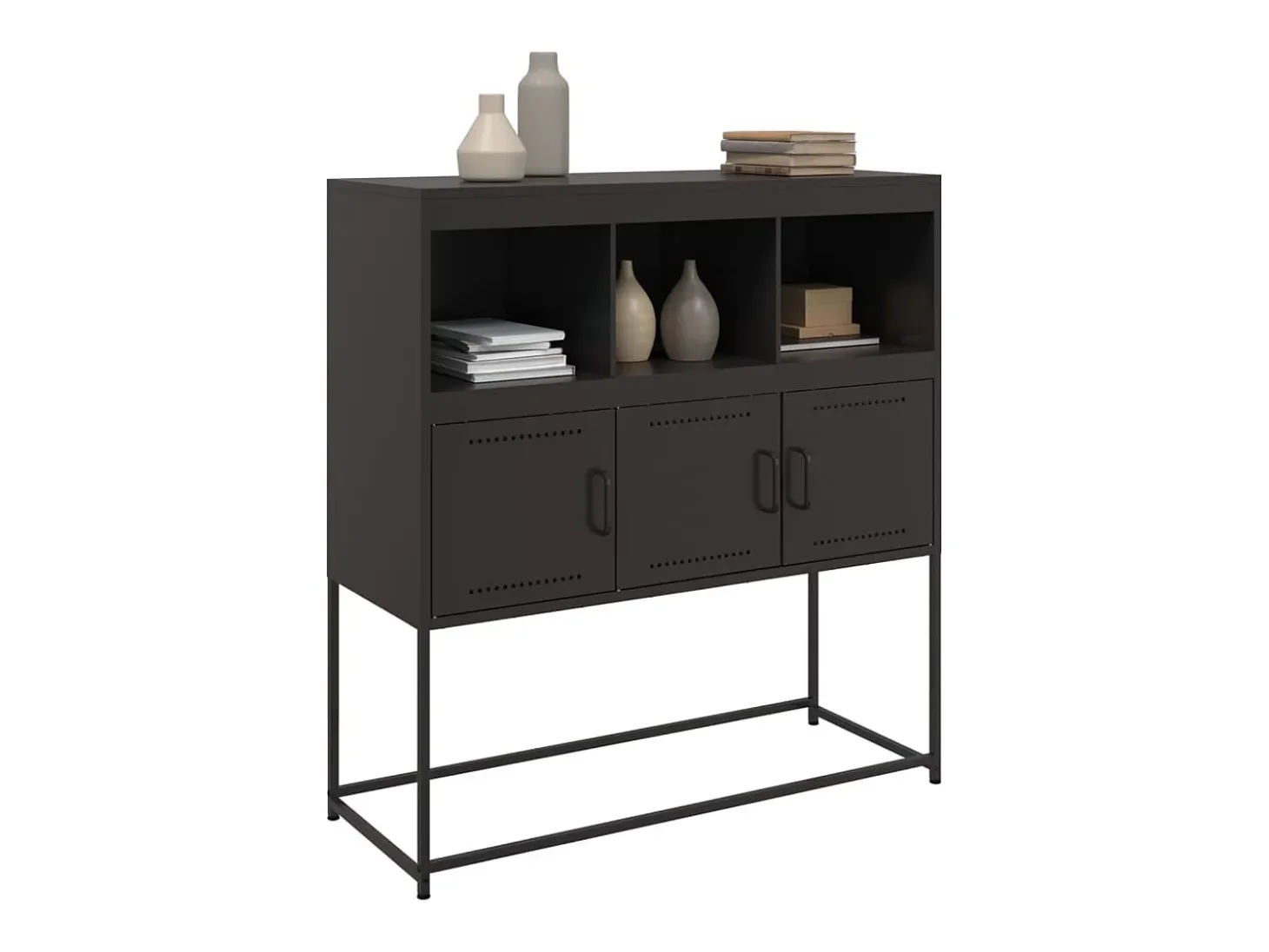 Aparador de acero laminado en frío negro 100,5x39x107 cm