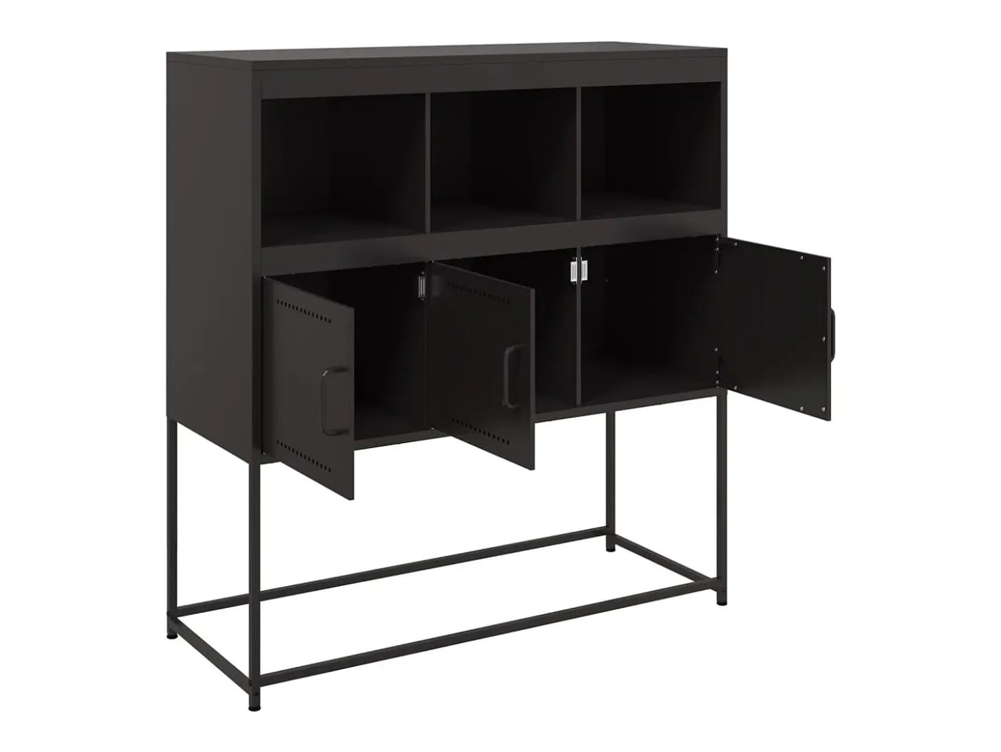 Aparador de acero laminado en frío negro 100,5x39x107 cm