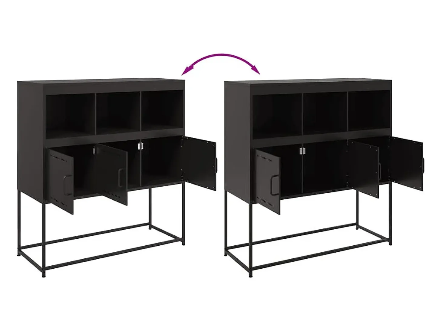 Aparador de acero laminado en frío negro 100,5x39x107 cm