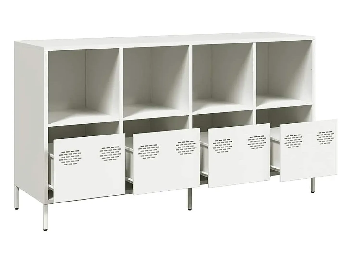 Aparador de acero laminado en frío blanco 135x39x73,5 cm
