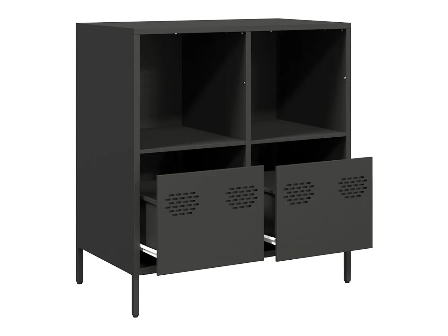 Aparador de acero laminado en frío negro 68x39x73,5 cm