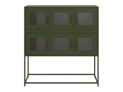 Aparador de acero laminado en frío verde oliva 100,5x39x107 cm