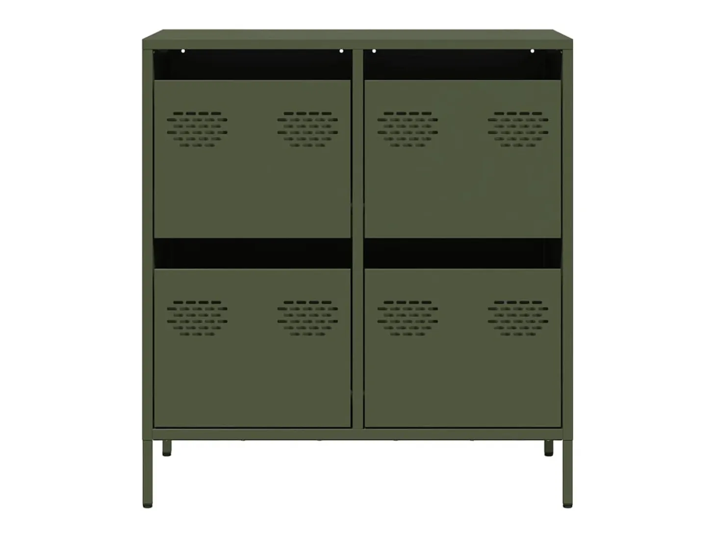 Aparador de acero laminado en frío verde oliva 68x39x73,5 cm