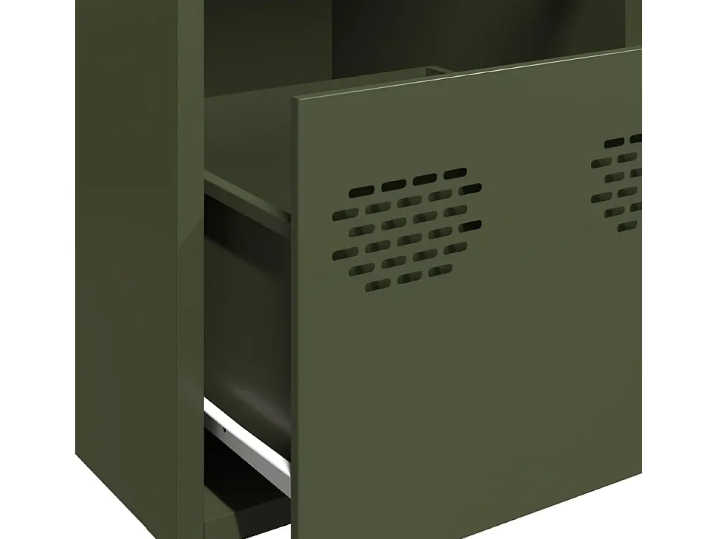 Aparador de acero laminado en frío verde oliva 68x39x73,5 cm