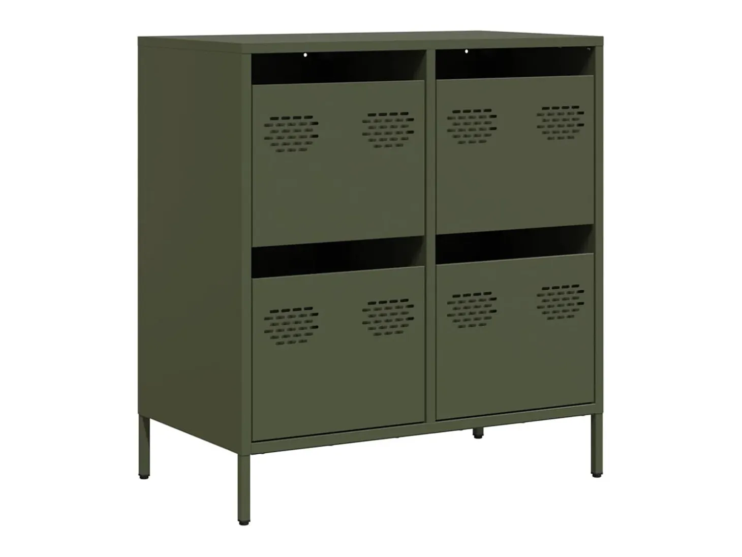 Aparador de acero laminado en frío verde oliva 68x39x73,5 cm
