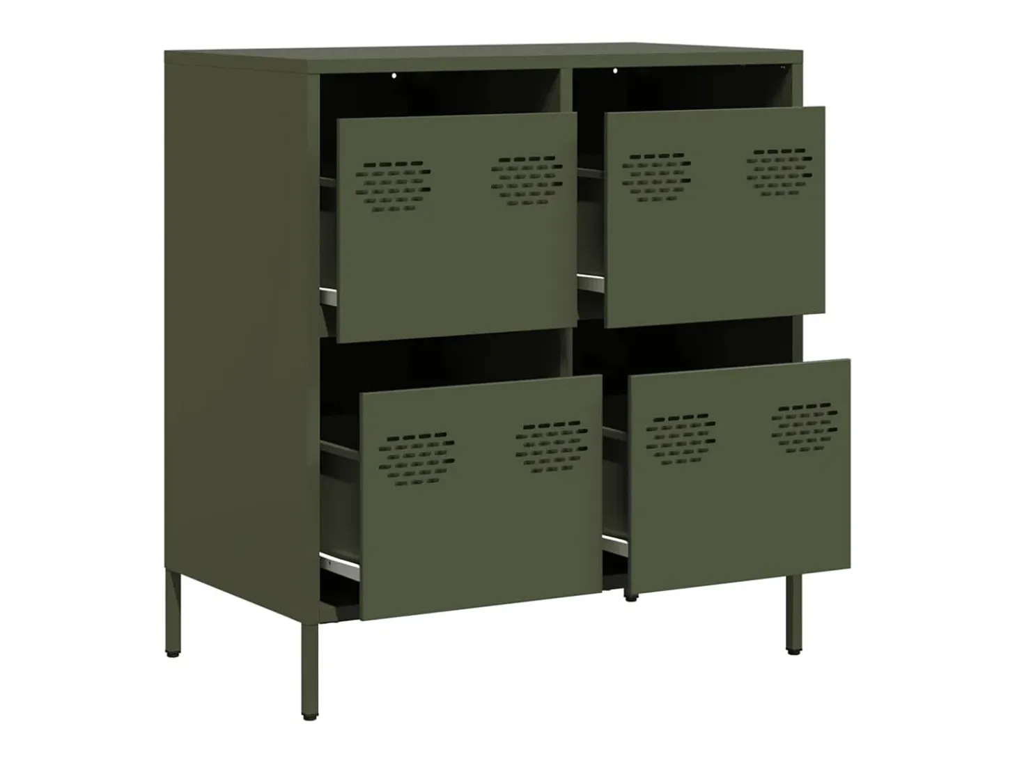 Aparador de acero laminado en frío verde oliva 68x39x73,5 cm