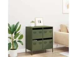 Aparador de acero laminado en frío verde oliva 68x39x73,5 cm