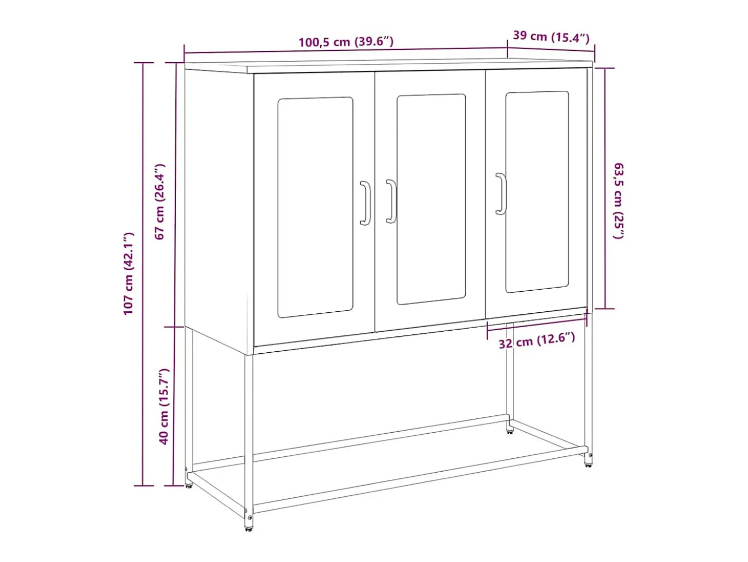 Aparador de acero laminado en frío verde oliva 100,5x39x107 cm