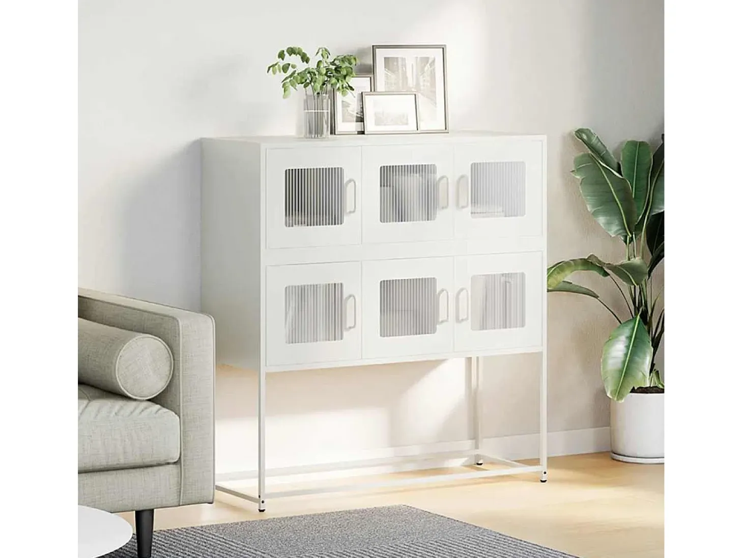 Aparador de acero laminado en frío blanco 100,5x39x107 cm